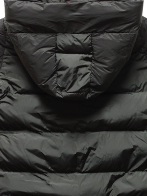 Ciemnozielona długa pikowana zimowa kurtka płaszczyk z kołnierzem