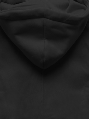 Czarna długa bluza z łączonych materiałów na suwak i z dużym kapturem