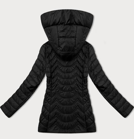 Czarny damski luźny pikowany płaszcz