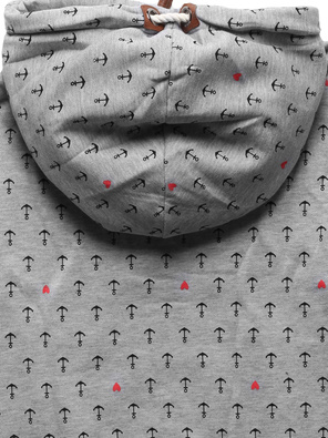 Szara bluza damska z genialnym kołnierzem cała w kotwiczki