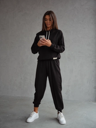 Czarny czaderski damski dres komplet bluza stójka spodnie