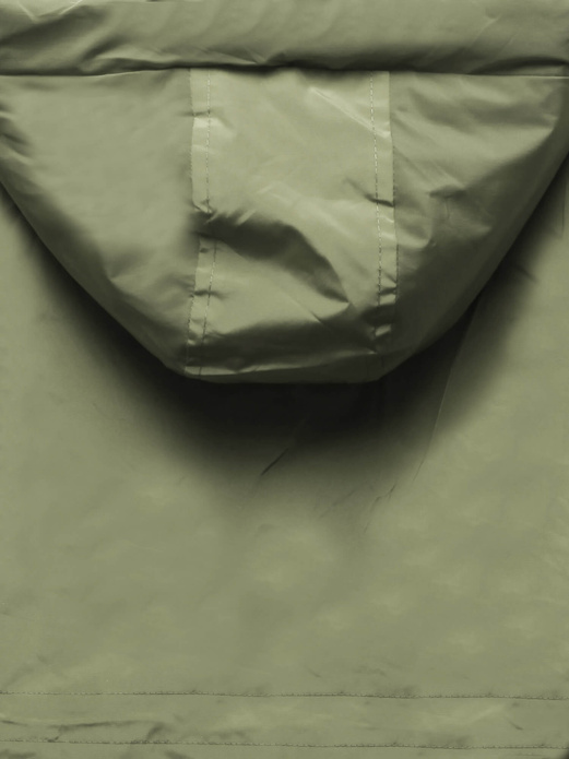 Oliwkowa czaderska damska przejściowa kurtka parka z kapturem