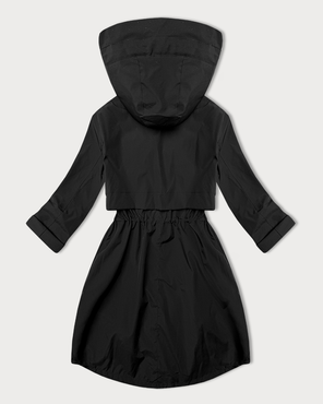 Czarny damski luźny pikowany płaszcz