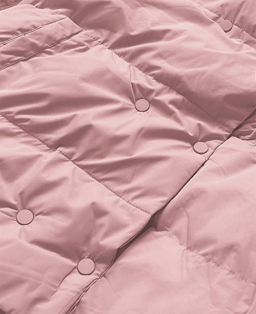 Różowa zimowa pikowana kurteczka z kołnierzem