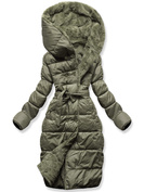 Khaki zimowa dwustronna ciepła kurtka na futerku