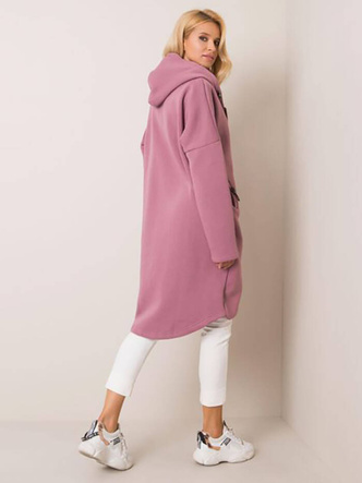 Pudrowa bluza typu long oversize na suwak, wygodna otulina