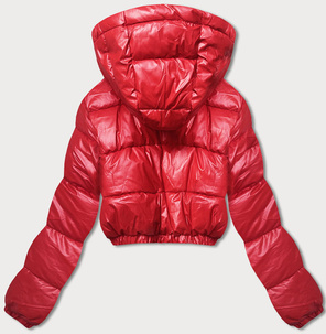 Czerwona krótka damska pikowana kurtka zimowa
