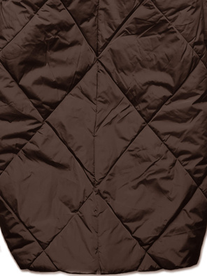 Brązowa długa ocieplana pikowana kurtka płaszczyk z kołnierzem