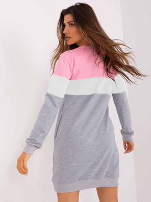 Różowo biała jasnoszara sportowa sukienka dresowa