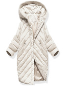 Ecru damska zimowa kurtka pikowana nietoperz