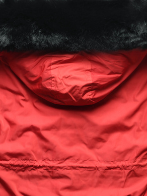 Czerwono czarna genialna dwustronna kurtka z kapturem