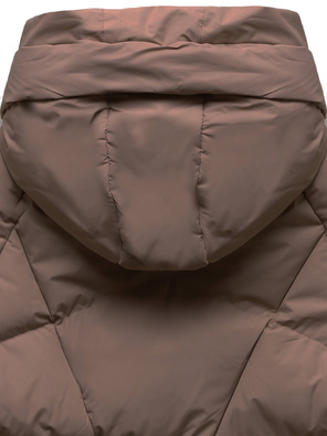 Ciemnobeżowa kapitalna pikowana zimowa kurtka