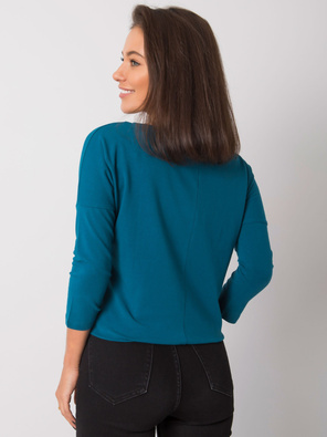 Ciemnozielona gładka i luźna bluzka basic, wiązana na dole