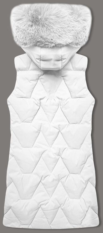 Biały bezrękawnik kamizelka damska z kapturem
