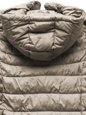 Beżowa damska pikowana przejściowa kurtka  dzianinowe ściągacze