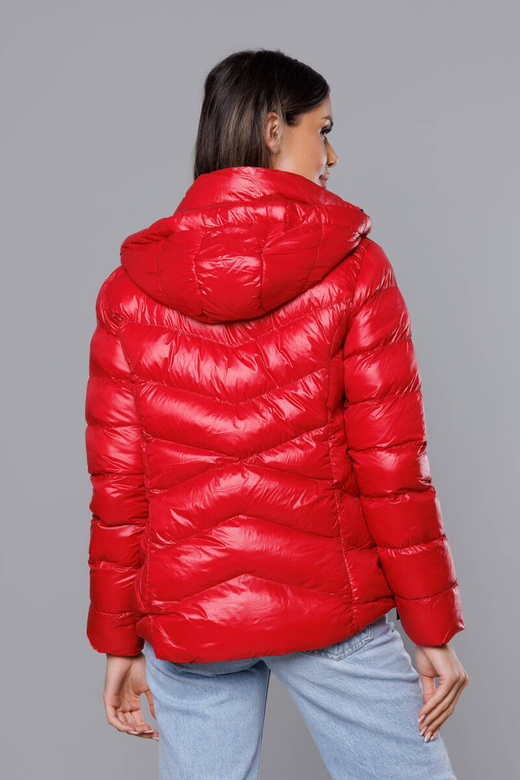 Czerwona lux zimowa pikowana kurtka