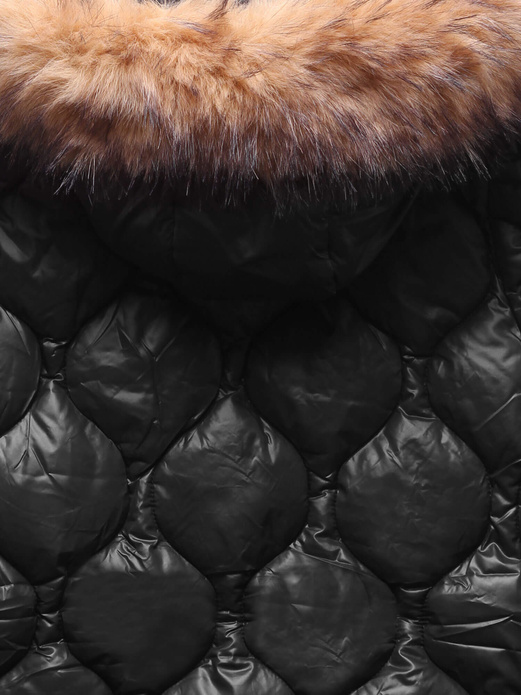 Czarna kapitalnie pikowana kurtka damska z kapturem