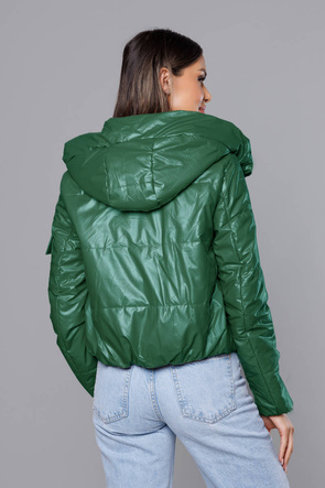 Zielona błyszcząca kurtka przejściowa na suwak