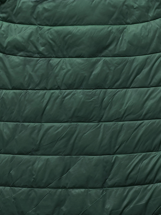 Ciemnozielona trapezowa pikowana wiosenna kurtka na zatrzaski