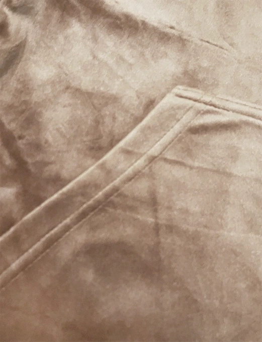 Beżowy welurowy gładki dres damski z kapturem