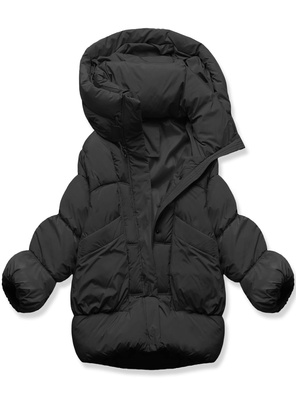 Czarna damska oversizowa damska zimowa kurtka z kołnierzem netmoda