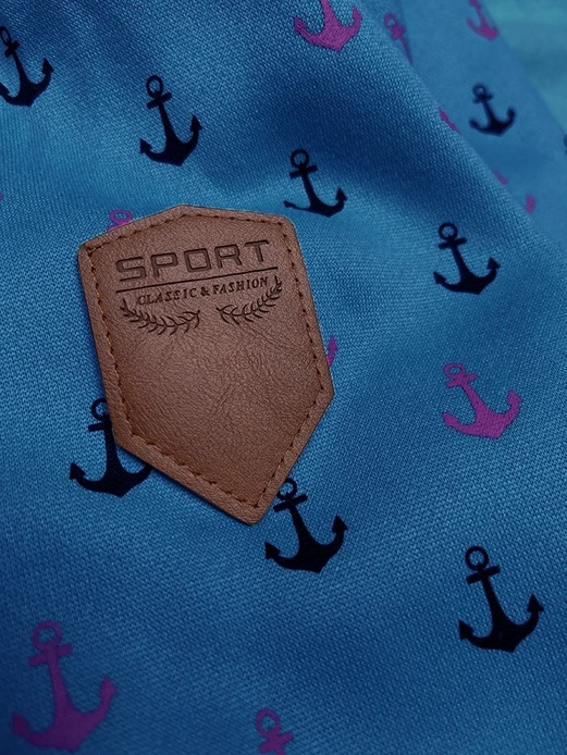 Niebieska damska rozpinana długa bluza w kotwice