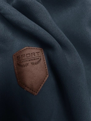 Szaroniebieska brzoskwiniowa unikalna bluza damska z kapturem