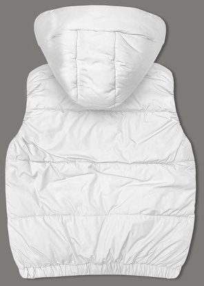 Biały pikowany bezrękawnik z kapturem