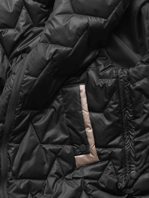 Czarny damski pikowany bezrękawnik ze stójką