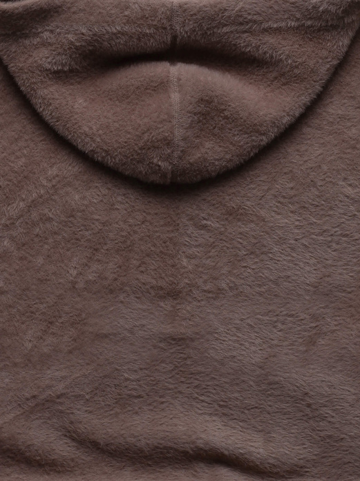 Czekoladowa genialna damska narzutka alpaka z kapturem