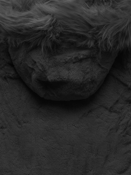 Czarna dwustronna zimowa kurtka damska pikowana w karo