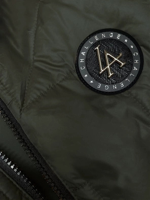 Khaki asymetryczny pikowany bezrękawnik kamizelka damska z kapturem