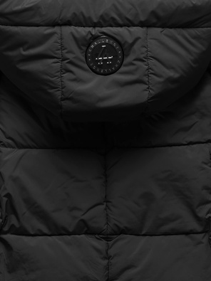 Czarna damska puchowa zimowa damska kurtka z unikalnym kapturem