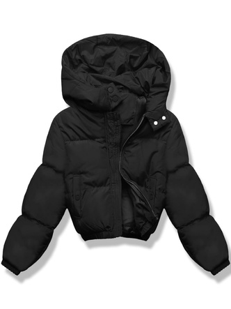 Czarna genialna krótka damska kurtka puffer