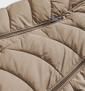 Beżowa dwustronna zimowa pikowana kurtka futerko