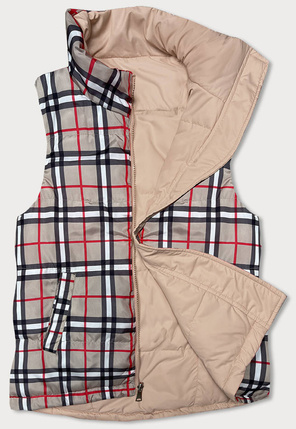 Jasno beżowy dwustronny bezrękawnik kamizelka krata