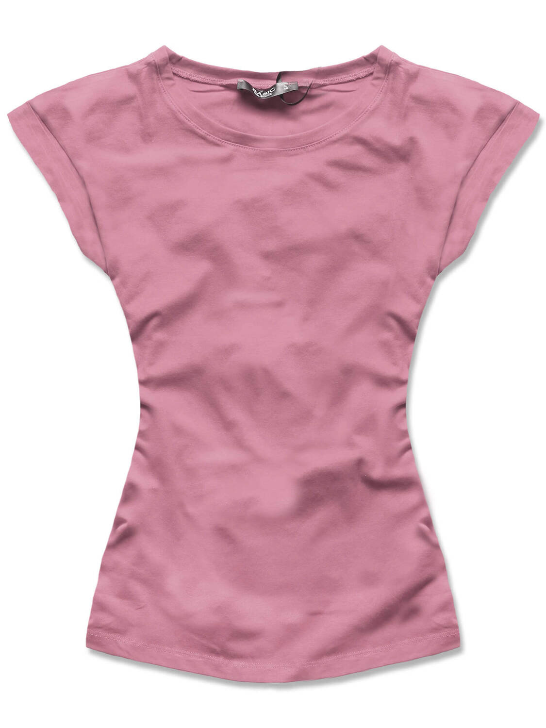 Pudrowa gładka bluzka basic top
