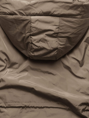 Karmelowa zimowa ciepła kurtka damska na futrze z kołnierzem