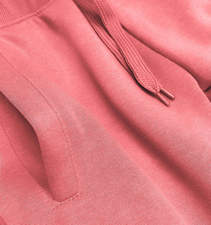 Różowe damskie dresowe spodnie casualowe z kieszeniami i ściągaczem