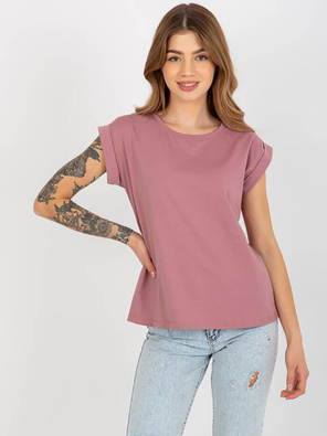 Pudrowa gładka bluzka basic top