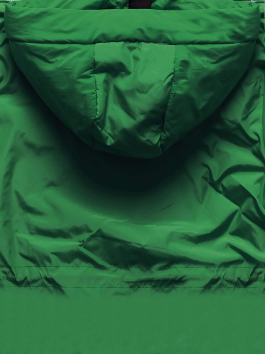 Zielona kapitalna przejściowa kurtka parka damska z kapturem