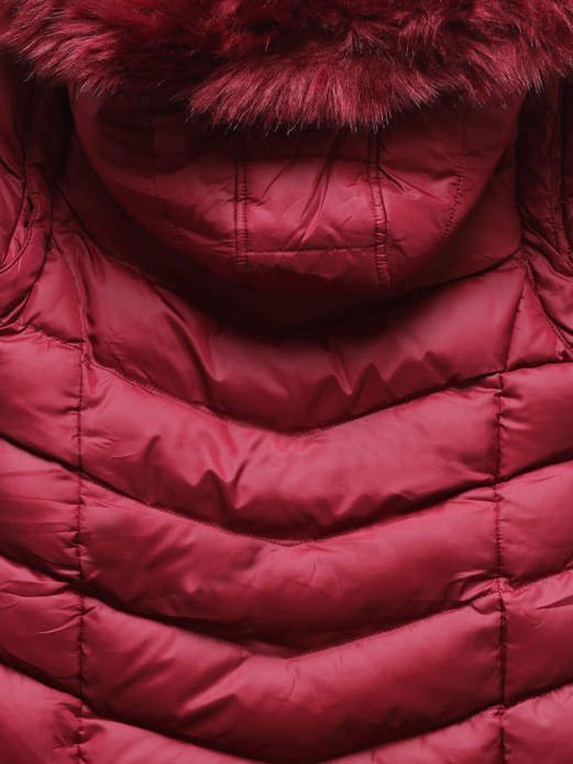 Bordowa zimowa pikowana damska kurtka