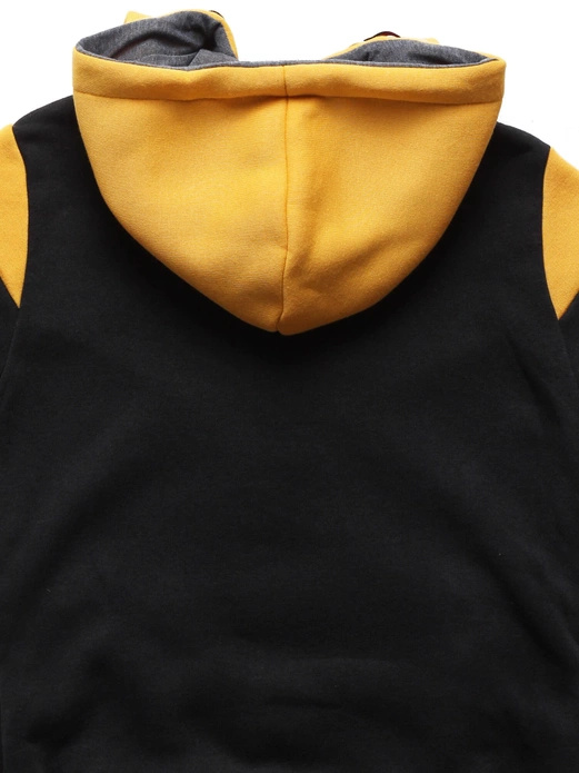 Żółto czarny kolorowy dres damski z kapturem komplet bluza na suwak + spodnie