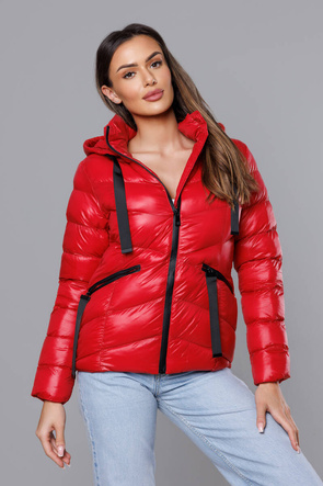 Czerwona lux zimowa pikowana kurtka