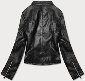 Czarna gładka kurtka ekoskóra ramoneska zapinana na suwak