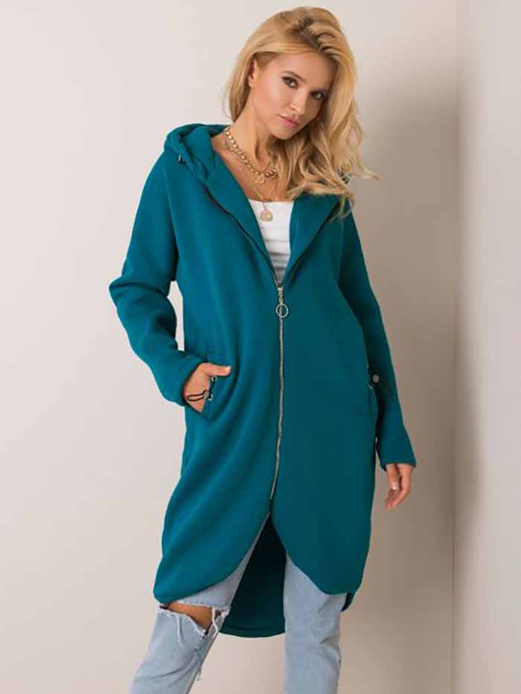 Morska bluza typu long oversize na suwak, wygodna otulina