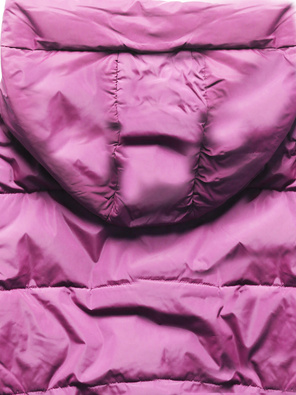 Różowa kapitalna przejściowa kurtka damska z kapturem z motywem w kratkę