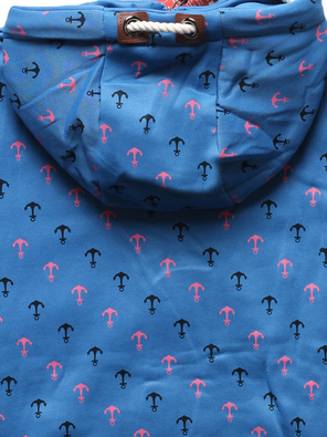 Niebieska damska rozpinana długa bluza w kotwice