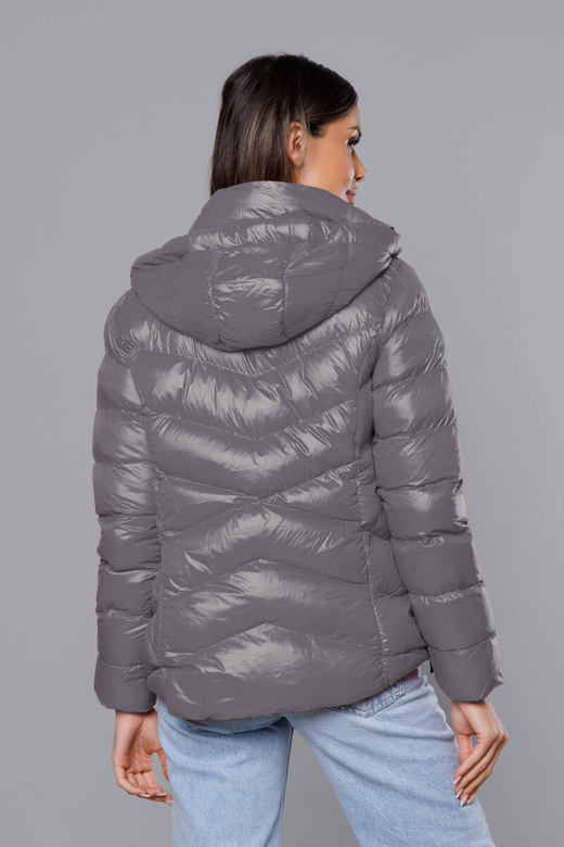 Ciemnoszara lux zimowa pikowana kurtka