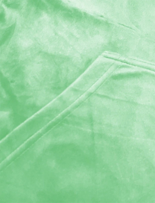 Jasnozielony welurowy gładki dres damski z kapturem